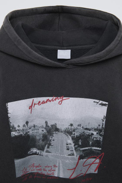 ZARA ТОЛСТОВКА С ЭФФЕКТОМ ПОТЕРТОСТИ И ПРИНТОМ, АНТРАЦИТОВО-СЕРЫЙ