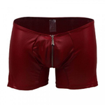 Кожаные трусы мужские на молнии Ohyeah "Хипсы" бордовые, S