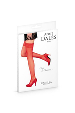 Чулки ажурные на силикон резинке hold-up stocking camilla T2 (rouge/красные) (Цвет: красный)