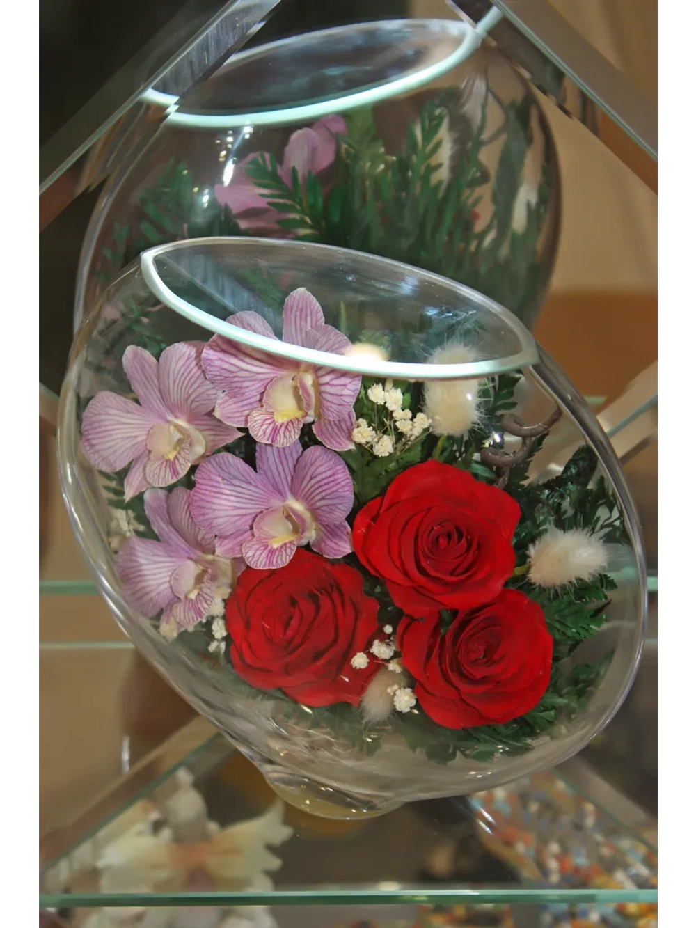 натуральные цветы в стекле, вакуум