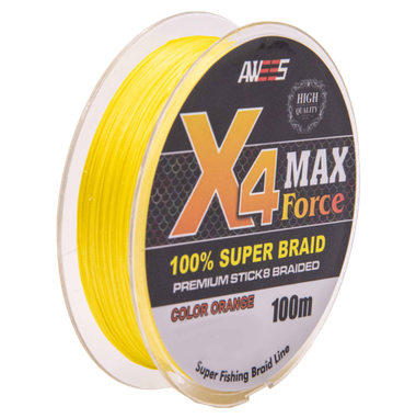 Шнур Awees MaxForce X4 100м Yellow 0.18мм 11.60кг