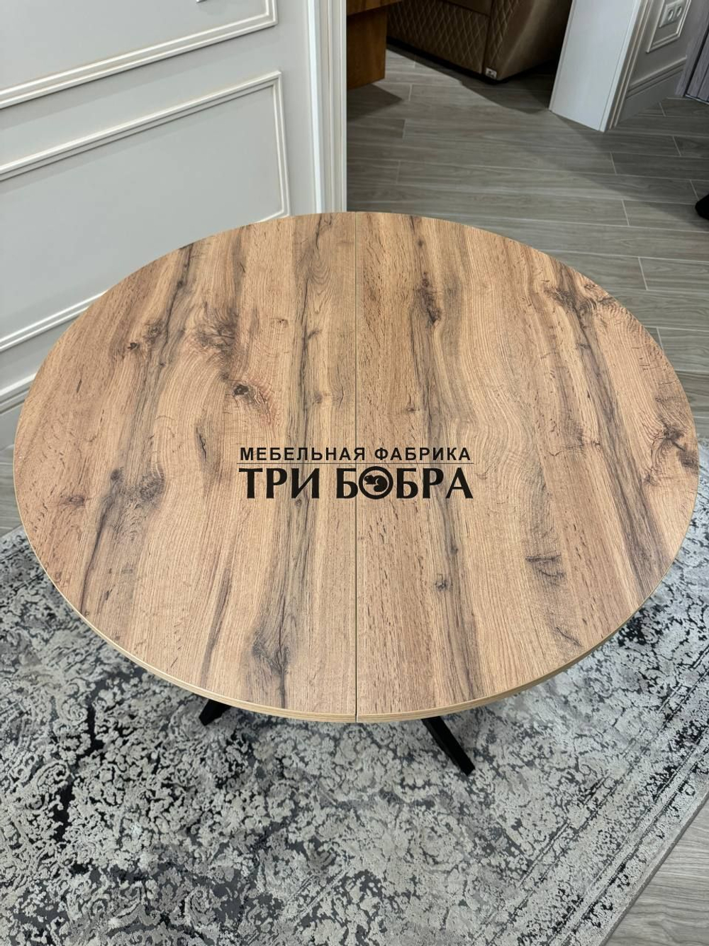 Стол круглый раздвижной "Лофт", дуб вотан