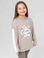 Бежевый костюм оверсайз для девочки