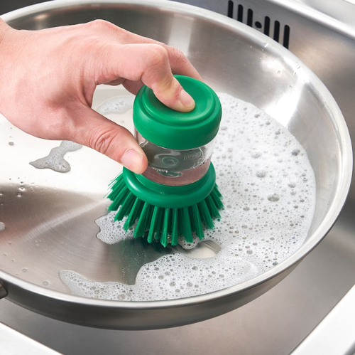 ВИДЕВЕКМАЛЬ VIDEVECKMAL Щетка для посуды с дозатором, зеленая