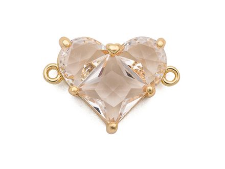 Коннектор-подвеска "Сердце" 12,5мм, с прозрачными кристаллами