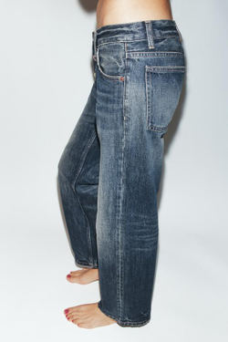 ZARA ДЖИНСЫ TRF ПРЯМОГО КРОЯ С НИЗКОЙ ПОСАДКОЙ, МОРСКОЙ СИНИЙ