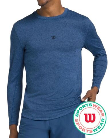 Мужская теннисная футболка с длинным рукавом Wilson Everyday Performance Long Sleeve - court blue