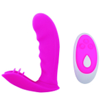 Вагинально-клиторальный стимулятор с пультом ДУ Strapless Strap-on (Цвет: розовый)