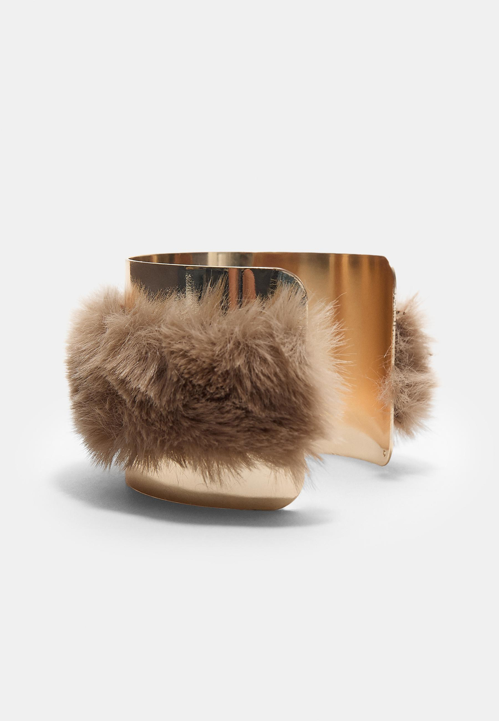 STRADIVARIUS Жесткий браслет из искусственного меха, коричневый