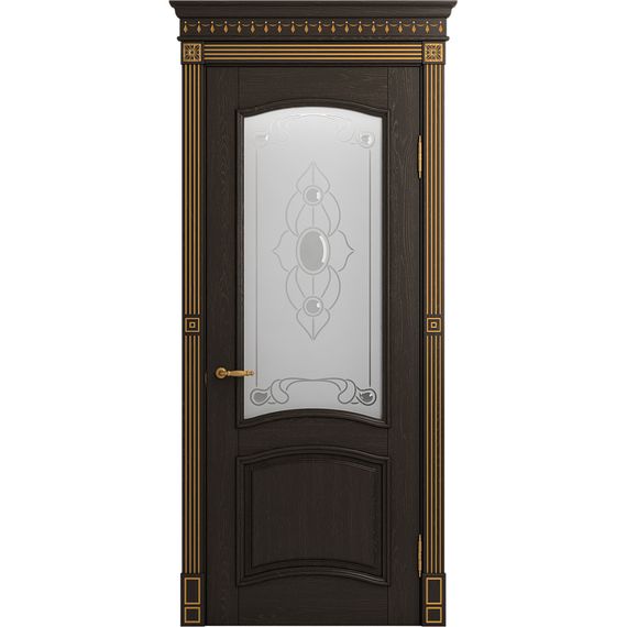 Межкомнатная дверь массив ясеня Viporte Бристоль Декор шоколад остеклённая