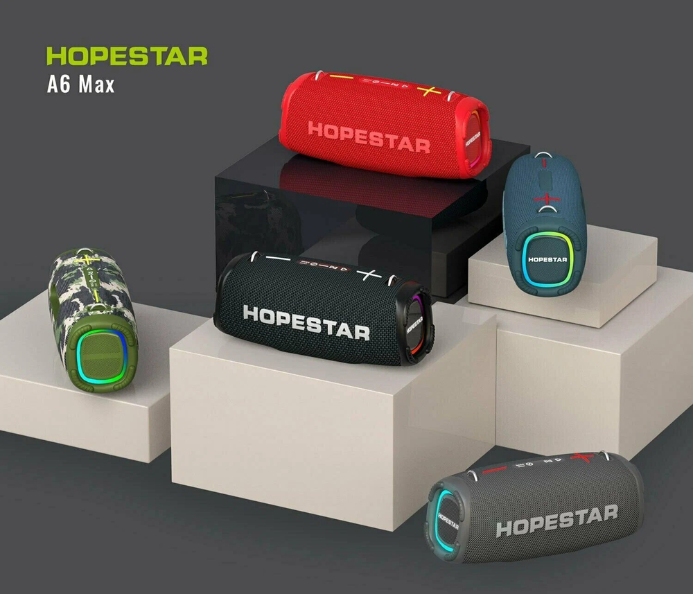 Портативная беспроводная Bluetooth колонка HOPESTAR A6 Max с микрофоном 80Вт/портативная акустика/блютуз колонка (Синяя)