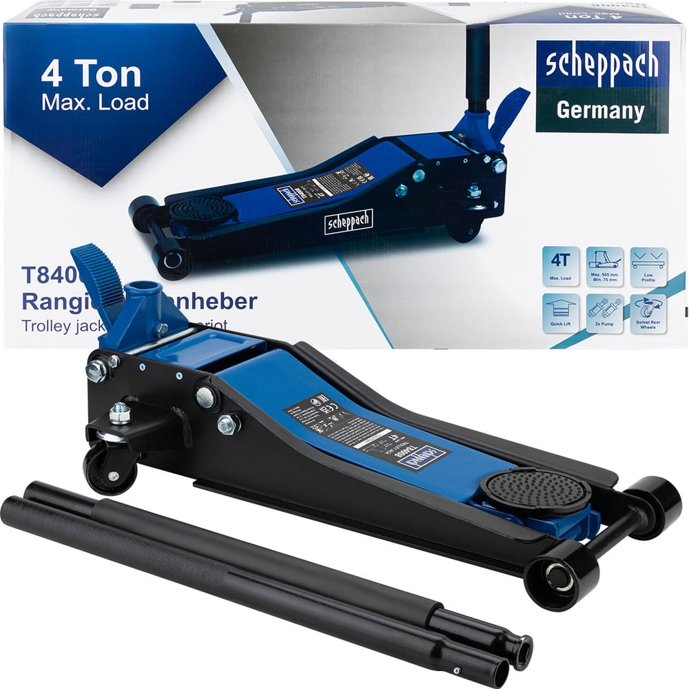 Домкрат подкатной гидравлический Scheppach 4т Sch-T84008(65571)