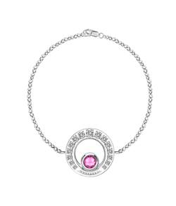 Браслет из серебра со вставками из выращенного рубина и бесцветных фианитов