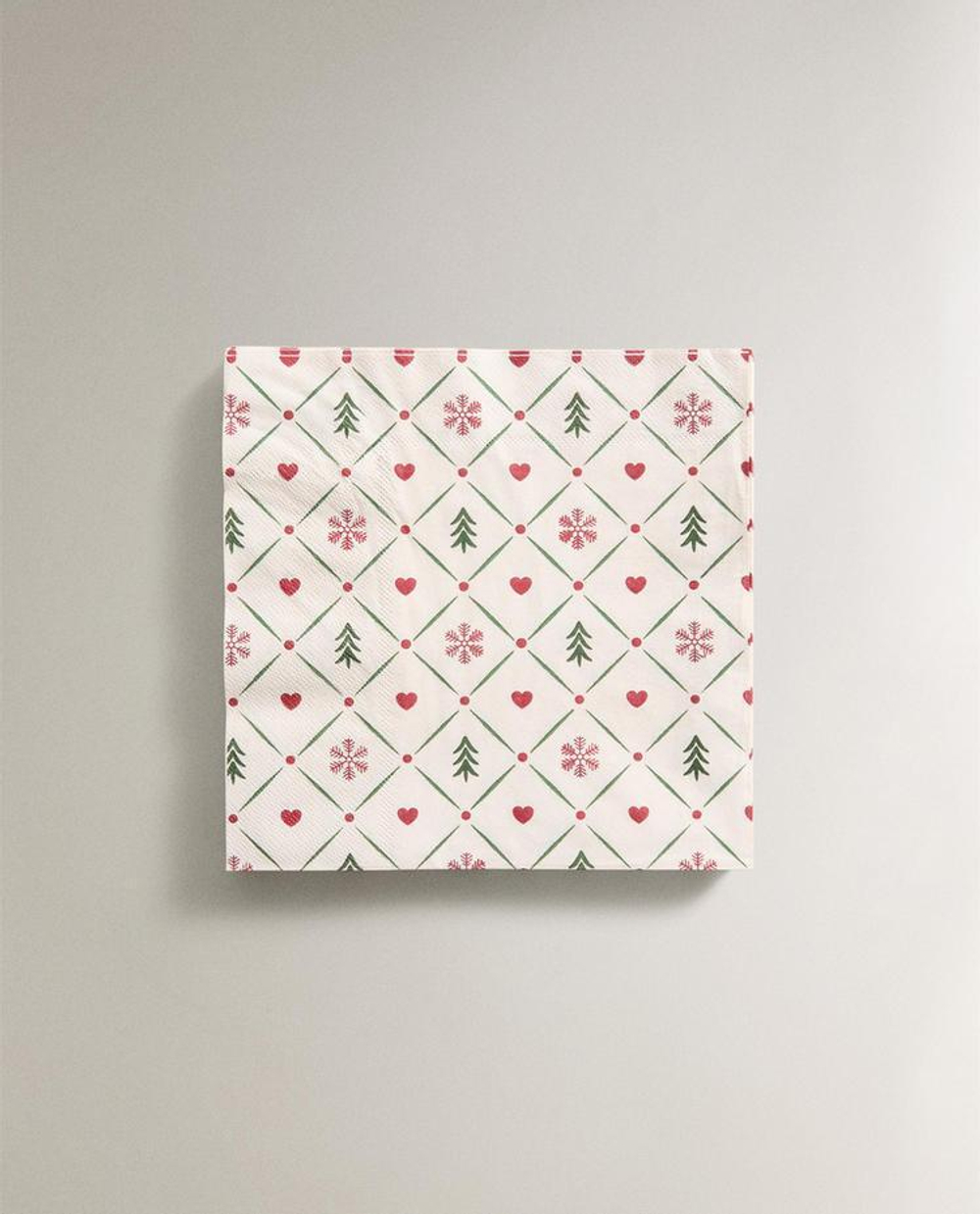 ZARA HOME НАБОР РОЖДЕСТВЕНСКИХ БУМАЖНЫХ САЛФЕТОК С ПРИНТОМ (20 ШТ.), КРАСНЫЙ