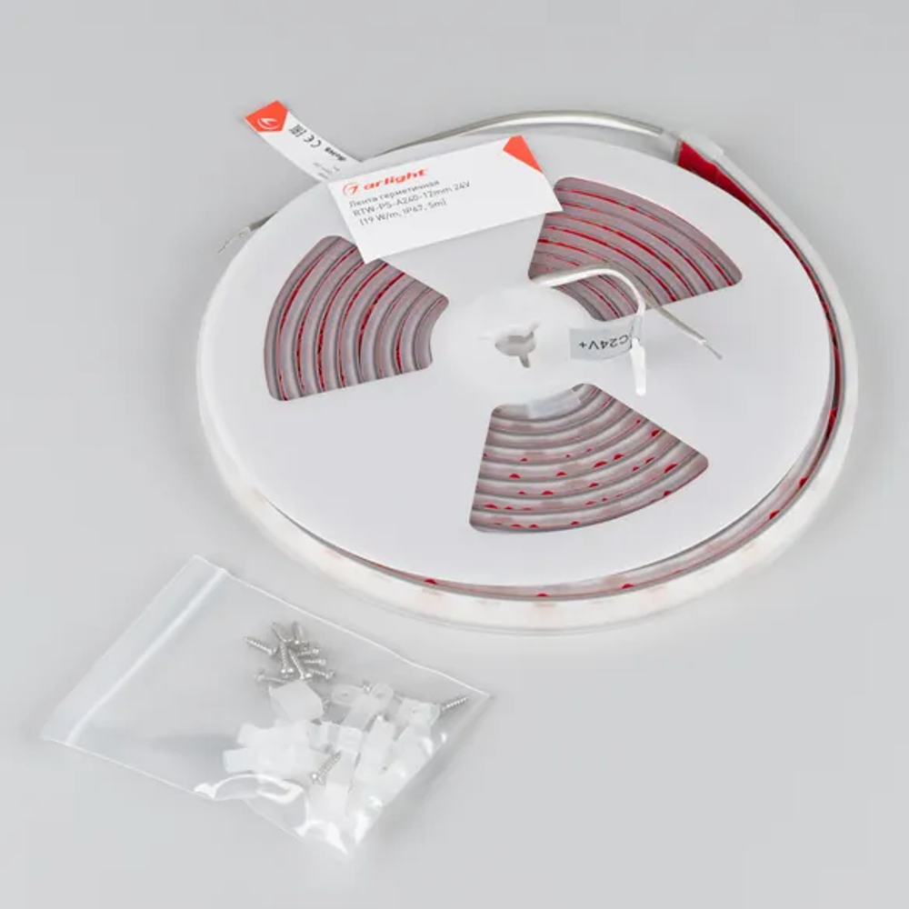 Светодиодная лента герметичная RTW-PS-A240-12mm 24V Warm2400 (19 W/m, IP67, 5m) (Arlight, CRI>90) 052650