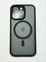 Чехол-накладка Dfansdesign Magsafe Case для Apple iPhone 14 Pro Max пластиковый прозрачно-черный (черная рамка)