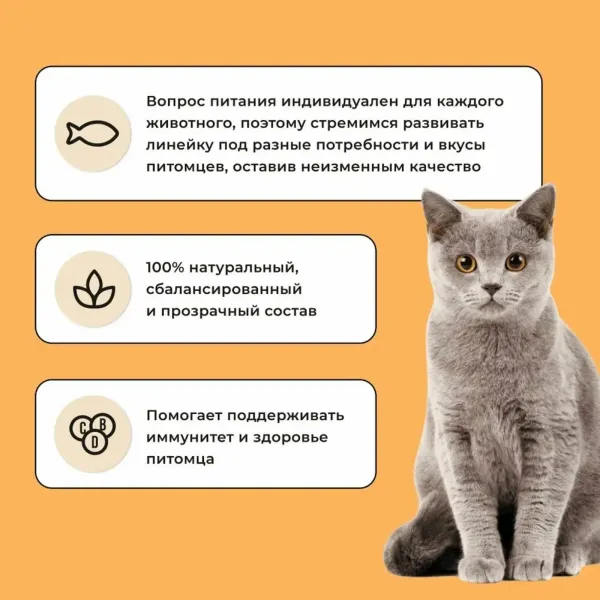 Уценка! Повр.упак. / Сухой корм BOWL WOW для кошек с чувствительным пищеварением с индейкой, курицей и тыквой