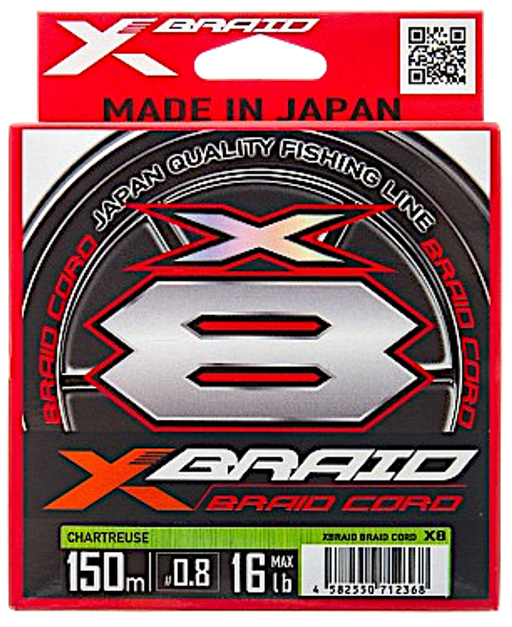 Шнур YGK X-Braid Braid Cord X8 150м Chartreuse #1.2 0.185мм 11.3кг 1шт 25lb