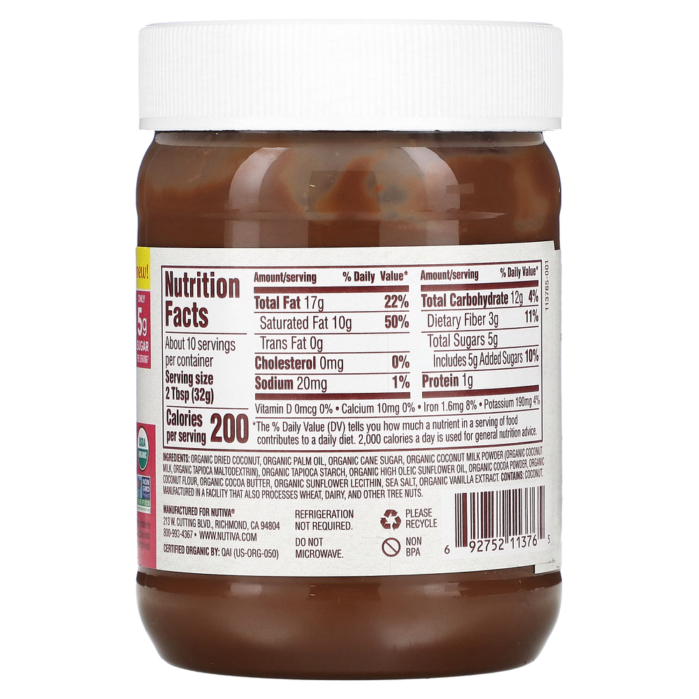 Nutiva, Органический шоколад и кокос, 326 г (11,5 унции)