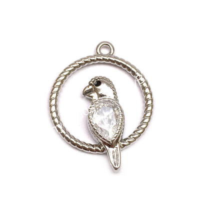 Подвеска с фианитами "Попугай" 20х15 мм, родий