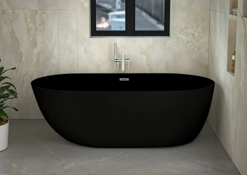 Ванна COMO MB акриловая (1700x750x560), отдельностоящая, черная матовая, со сливом-переливом Ceruttispa