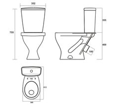 Унитаз-компакт Эталон Люкс (Белый)/12шт сидение АВН дюропласт, крепление металлическое