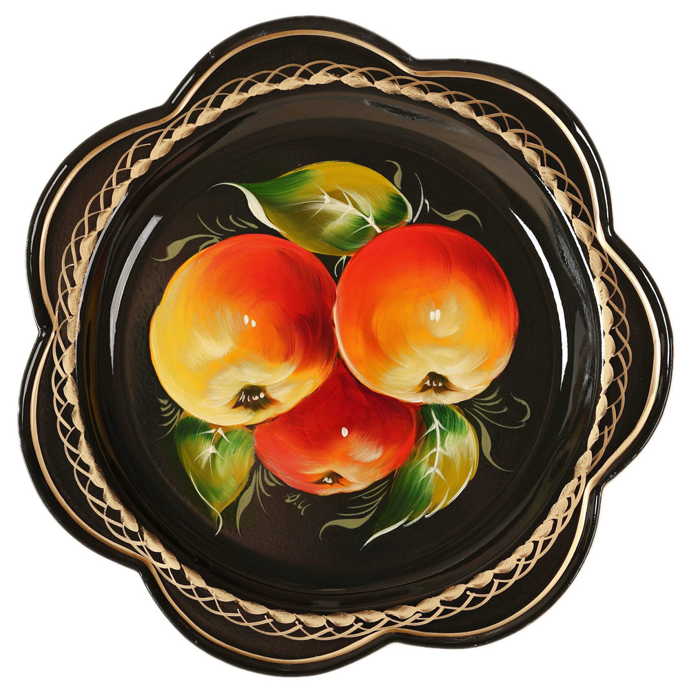 Жостовский поднос декоративный, размер 18 см (A1), металлический