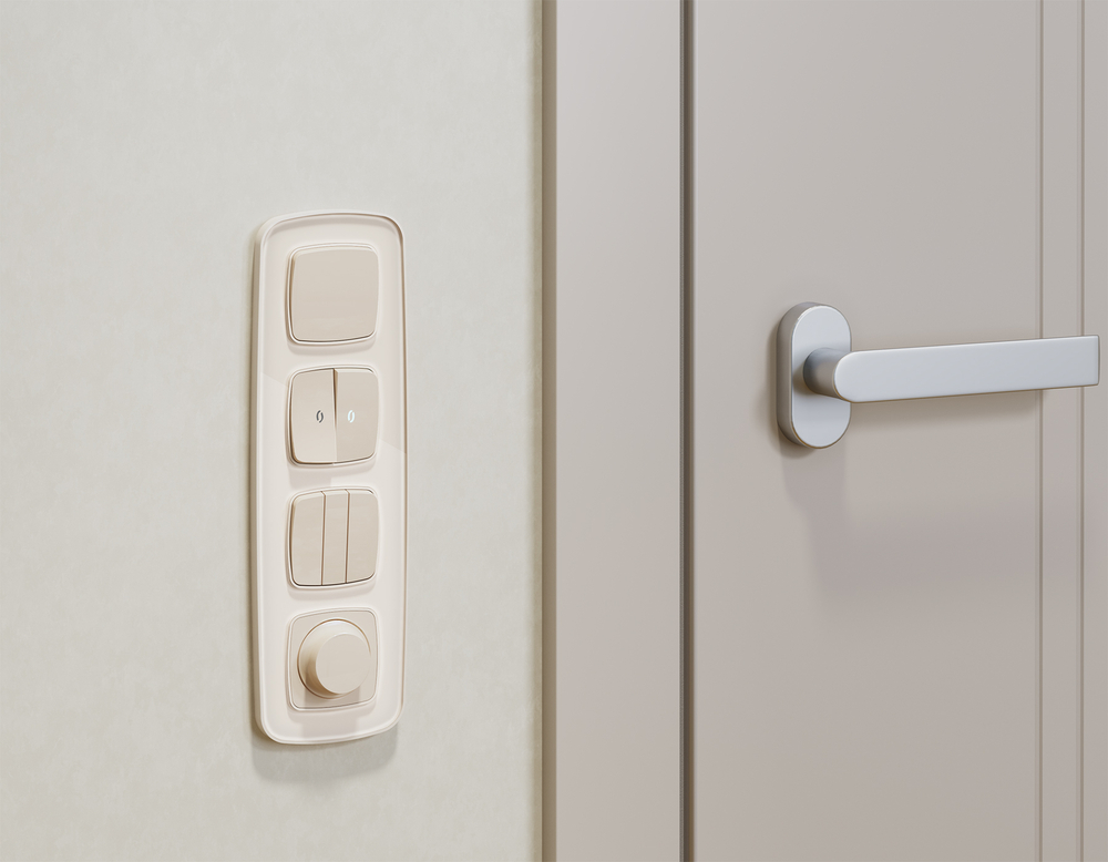 MO321020 Комплект механизма 1-кл проходного выключателя OMEGA Бежевый матовый QUANT (OP3210, VM105)