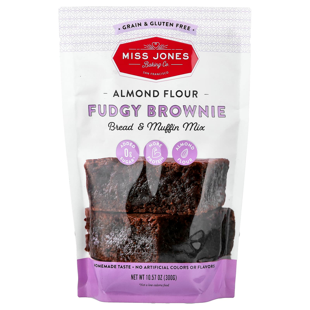 Miss Jones Baking Co, смесь для приготовления хлеба и кексов, со вкусом брауни, 300 г (10,57 унции)