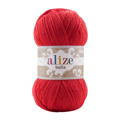 Пряжа Alize (Ализе) Bella 100 / уп.5 мот. по 100 г, 360м, 056 красный A