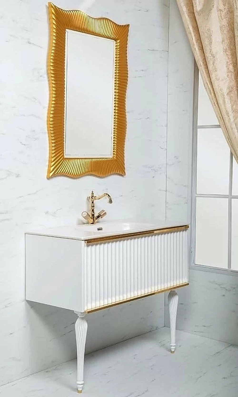 Тумба с раковиной Armadi Art Vallessi Avantgarde Canale 80 белая с золотом