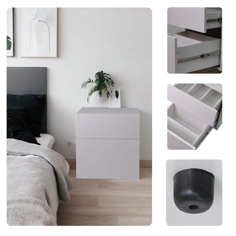 Комод белый Оланд без ручек 2 ящика для вещей и одежды с органайзерами для ящиков