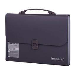Папка-портфель пласт. BRAUBERG А4 (327х254х30мм), 13 отделений, серый, 221438