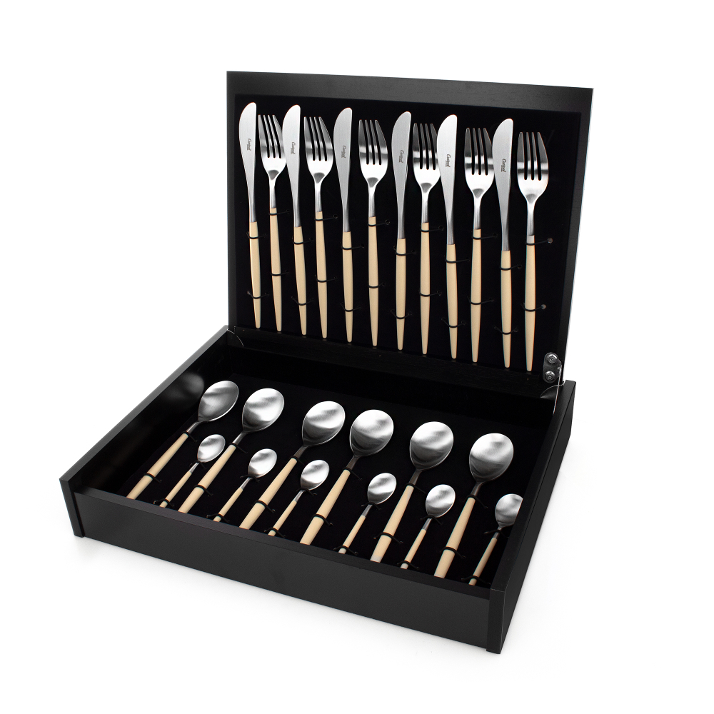 Набор столовых приборов на 6 персон 24 предмета Cutipol Mio matte ivory в подарочной упаковке