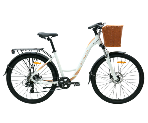 Велосипед 27.5" TechTeam Scorpio  р.17" кремовый (корзина желтая)