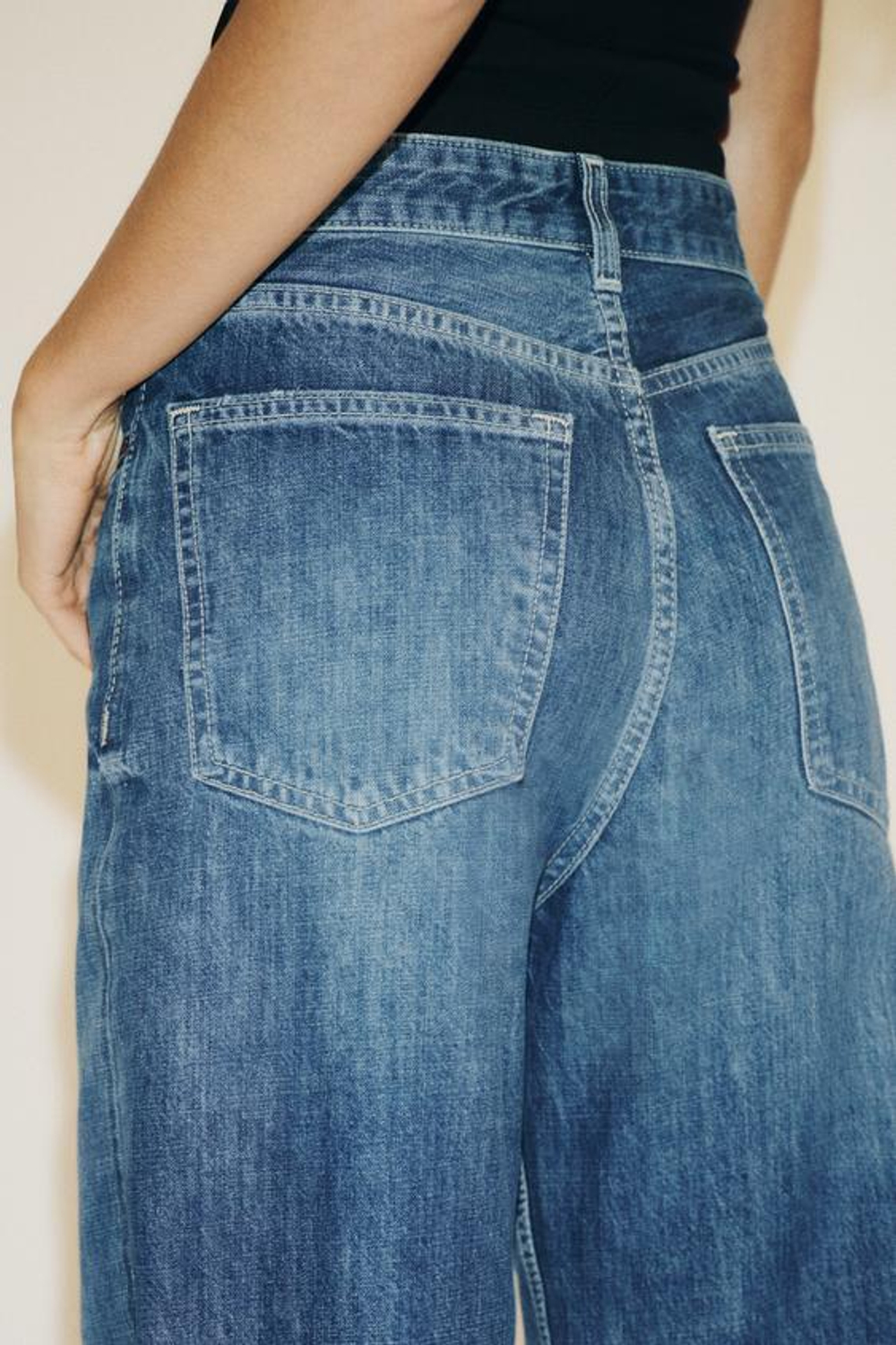 ZARA ДЖИНСЫ TRF WIDE-LEG С ВЫСОКОЙ ПОСАДКОЙ FULL LENGTH, СИНИЙ