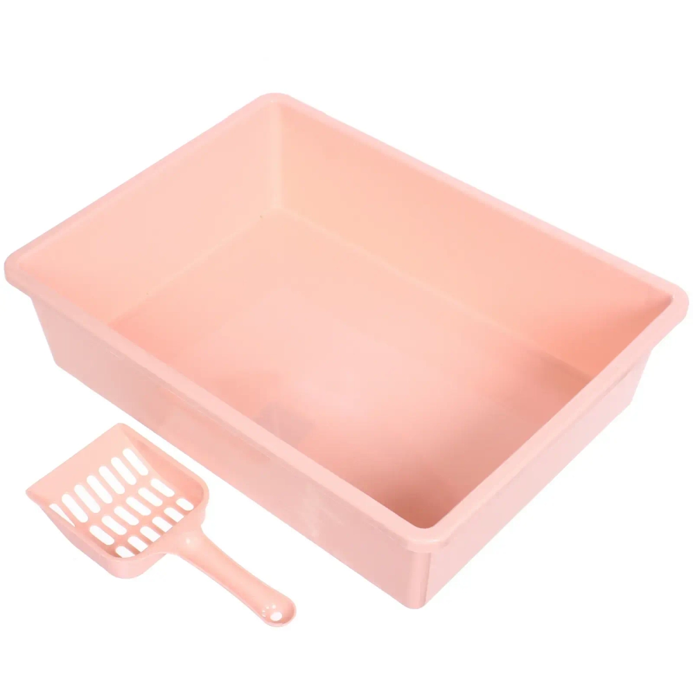 Лоток - туалет для кошек с совком «ЧИСТЫЕ ЛАПКИ», цвет пудровый, 38*28.5*10см (пакет)