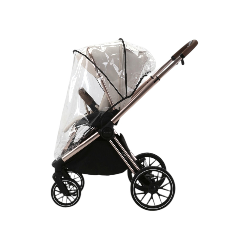 Детская универсальная коляска Adamex Spark SE 2в1 - Vanilla Champagne (Светло-бежевая ткань, шампань рама)