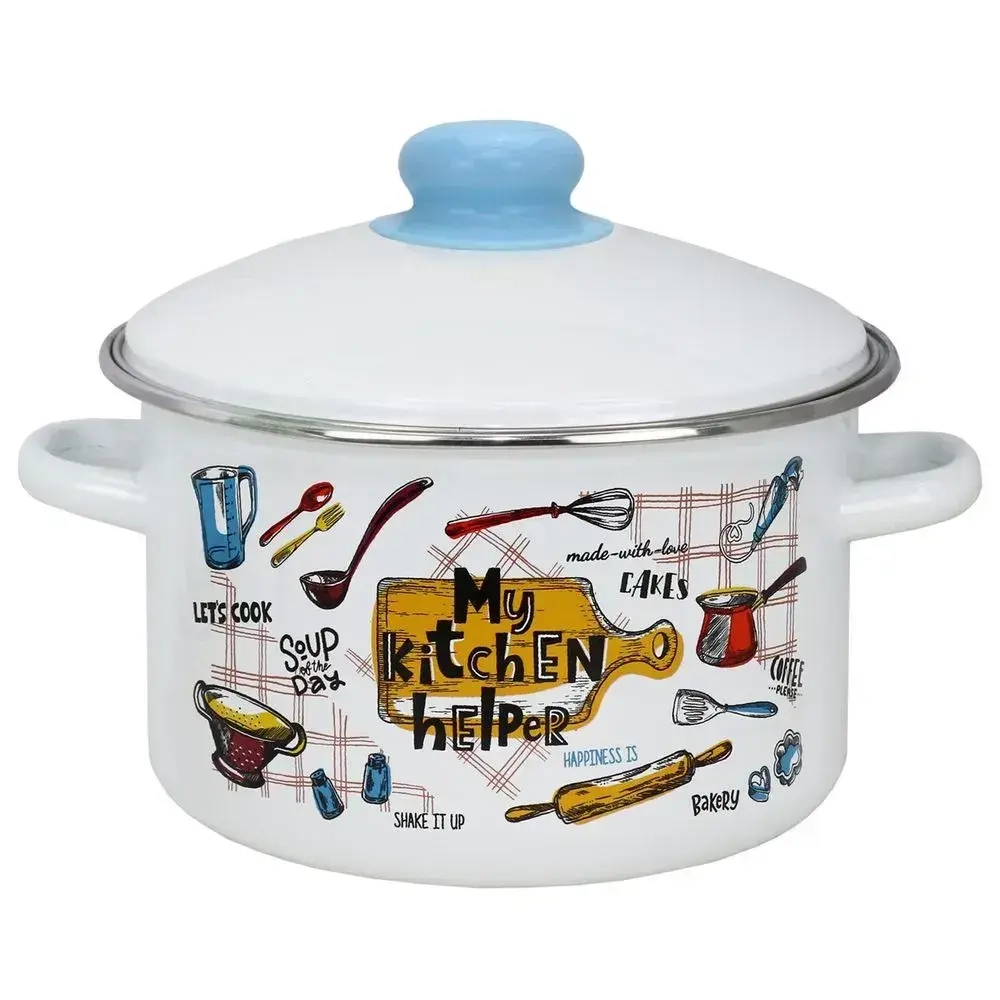 Кастрюля эмал цил Домашняя кухня 2,0л мет/об