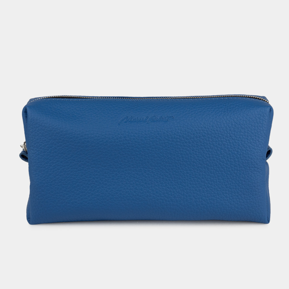 Женская косметичка Briquette Easy из натуральной кожи теленка, цвета синий
