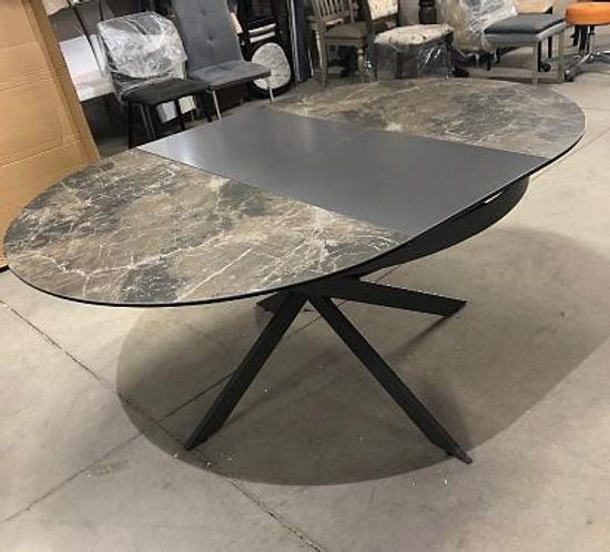 Стол TRENTO 120 KL-19 СЕРО-КОРИЧНЕВЫЙ КАМЕНЬ, итальянская керамика/ GREY1 серый каркас М-City