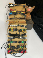 Комплект кожаных браслетов 12 штук, натуральная кожа, демисезон. Безразмерные. Подарок на праздник другу