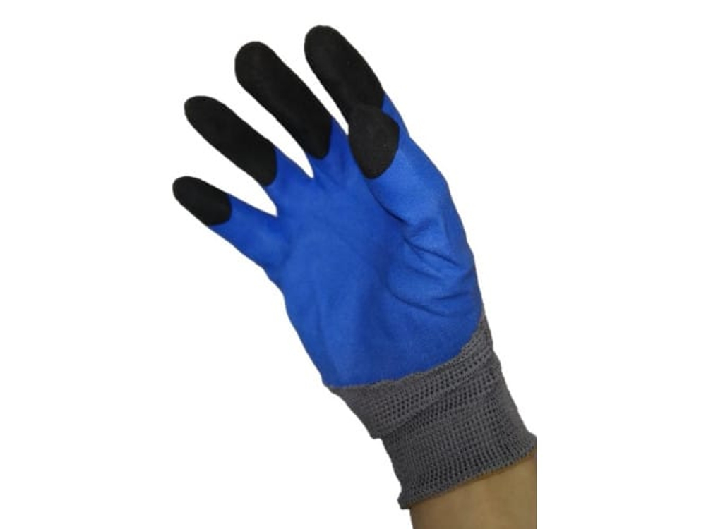 Перчатки нейлоновые "Черный Пальчик" полный облив Синие (уп-12шт)