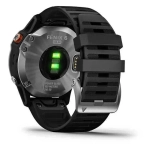 Спортивные наручные часы Garmin Fenix 6 Solar серебристый с черным ремешком 010-02410-00