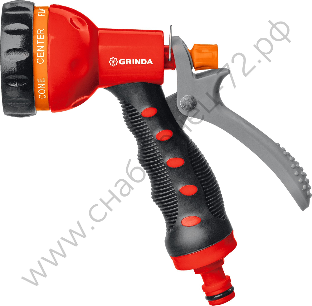 GRINDA T-7, 7 режимов, курок сзади, пластиковый с TPR, поливочный пистолет (8-427185)