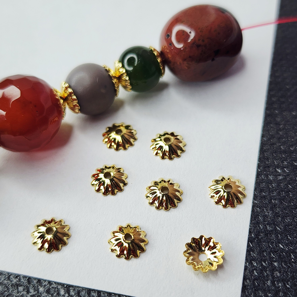 Шапочка для бусины, сталь, позолота, р-р 6×1мм, цена за набор 10 шт