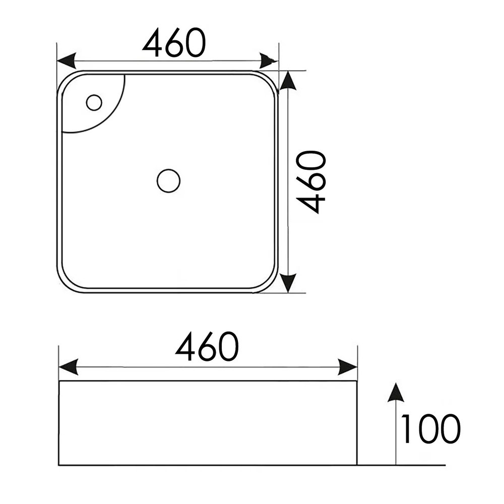 Раковина накладная Azario 460x460x100 квадратная, белый глянец (AZ-2181)  145281