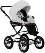 Детская коляска Indigo Barbara Eco Classic 3 в 1 с автокреслом Avionaut Cosmo Grey Be05 белая кожа