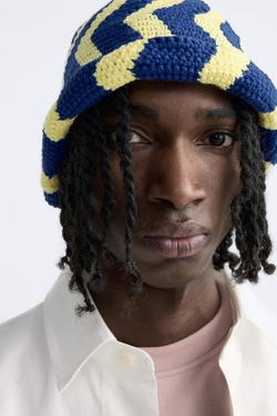 ZARA ШЛЯПА ИЗ КРУЖЕВА КРОШЕ С ВОЛНИСТОЙ КРОМКОЙ, РАЗНОЦВЕТНЫЙ