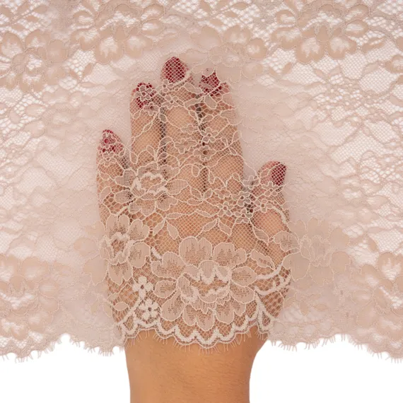 Кружево неэластичное серебристый пион темный 21 см